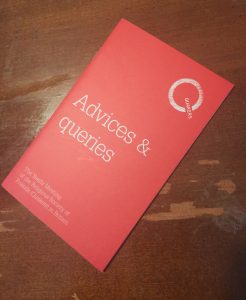 red book that says advices & queries